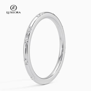 Luxeora 9 k14k 18K tinta unita giallo rosa oro bianco taglio rotondo eternità laboratorio anello di diamanti Design aperto regalo di nozze perfetto per lei - Product Image 4