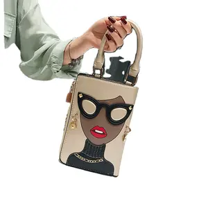 Bolsa quadrada feminina, bolsa quadrada feita em couro com design de luxo