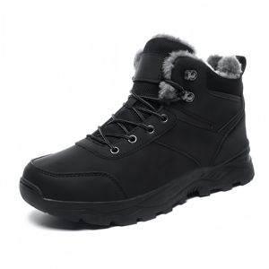Zapatos gruesos de moda de invierno para hombre, botas deportivas grandes de felpa para exteriores, botas cortas cálidas para senderismo en la nieve con cordones - Product Image 4