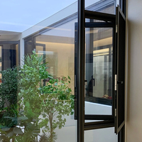 Ventana Abatible de Aluminio con Mosquitera, Ventana de Doble Vidrio de Eficiencia Energética para Casa Moderna