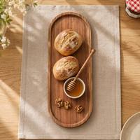 Plateau en bois allongé multi-usage pour la cuisine et la table à manger, plateau de rangement pour collations, plateau de service