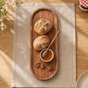 Bandeja de Madera Alargada Multiusos para Servir, Tabla de Servir para Cocina y Mesa de Comedor, Bandeja para Guardar Aperitivos - Product Image 5
