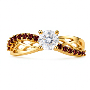 Anillo de Boda Apilable de Plata de Ley 925 con Circonita Solitaria, Chapado en Oro de 18k, Engaste de Garras, Hecho a Mano, para Mujer, Regalo para Ella - Product Image 1