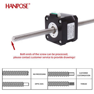 HANPOSE Nema17 สเต็ปเปอร์มอเตอร์แรงบิดสูงความแม่นยำสูง 28N CM 1.3A 42HA34/40/48/60-T8*<span class=keywords><strong>2</strong></span>/4/8 50-500 มม. มอเตอร์แบบสกรูทะลุแกน - Product Image 2