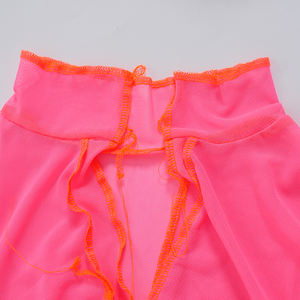 솔리드 긴 소매 섹시한 메쉬 셔츠 여성 여름 패션 턴 다운 칼라 관점 플레어 슬리브 자르기 탑 스트리트웨어 - Product Image 2