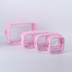 Keymay Set tas Travel kantong ritsleting bening Pvc tahan air ukuran S <span class=keywords><strong>M</strong></span> L XL 7 warna untuk perlengkapan mandi disetujui tas rias bening - Product Image 4