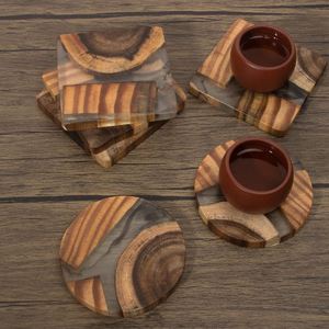 Square/Round Tea/<b>Coffee</b> Cup Mat - <b>Epoxy</b> Resin <b>Table</b> Placemat - Product Image 1