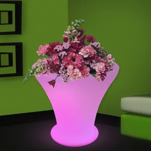 Decorative led plastic colorful light glow illuminated indoor LED flower pots