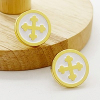 Badge doré personnalisé avec logo de marque, émail souple, symbole croix ronde, épingle de revers avec carte imprimée, broche de poitrine, emblème, cadeau souvenir