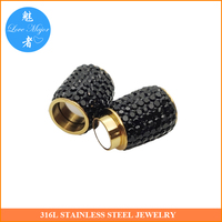 Fermoir magnétique en acier inoxydable 304 plaqué or 18 carats, hypoallergénique, en argile noire, pour la fabrication de colliers et bracelets DIY
