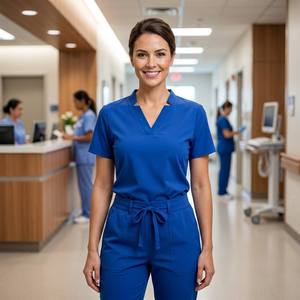High Quality Women Custom Logo Medical <b>Scrubs</b> <b>Set</b> 4-Way Stretch Breathable Nursing Uniform - Product Image 3