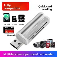 Lector de Tarjetas USB 2.0 4 en 1, Adaptador Multi Ranura para Tarjetas de Memoria SD, Micro SD, TF, MS, M2, Portátil, OTG, para Computadora Portátil, PC, Cámara, Teléfono