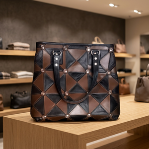 BS INTERNATIONAL Ladies Eco-Friendly Genuine Leather Clutches Handbags Waterproof Zipper Geometry Pattern Embroidery Daily - Product Image 3
