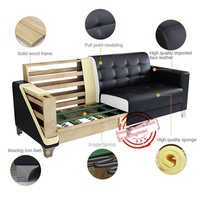 Canapé de Bureau en Cuir Moderne et Tendance, Structure en Bois, pour Accueil et Salle d'Attente