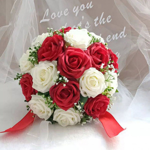 Bouquet <span class=keywords><strong>de</strong></span> fleurs artificielles pour mariée, roses <span class=keywords><strong>de</strong></span> simulation pour photos <span class=keywords><strong>de</strong></span> robe <span class=keywords><strong>de</strong></span> mariée, bouquet <span class=keywords><strong>de</strong></span> mariée - Product Image 1