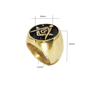 Großhandel New Design Freimaurer <span class=keywords><strong>Ring</strong></span> Vintage Punk Gold Ga Logo Titan Stahl <span class=keywords><strong>Ring</strong></span> für den Menschen - Product Image 6