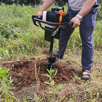 Tarière Thermique 52CC 44F-5 pour Plantation d'Arbres, Robuste, avec Mèche de 150mm en Métal