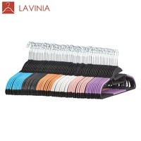 Cintres en plastique Lavinia, fins, à un seul niveau, durables, antidérapants, gain de place, gris argenté, pour armoire et cravates