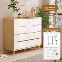 Commode à tiroirs multifonctionnelle en bois de pin européen moderne, faite à la main, grande capacité, design écologique, montage facile pour chambre à coucher
