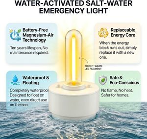 ไฟแคมป์ปิ้ง LED แบบลอยน้ำสำหรับน้ำเค็ม IP65 ABS ใช้น้ำเค็มและอากาศเพื่อให้สว่างขึ้น เหมาะสำหรับการตั้งแคมป์ริมทะเลทั้งในร่มและกลางแจ้ง - Product Image 5