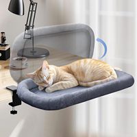 Supports en acier robuste pour lit de bureau pour chat, gain de place, 90 cm ° Pliable avec fourrure synthétique ultra-douce
