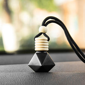 Flacon vide en forme de diamant noir mat à cinq fils, 8 ml, pour parfum, huile essentielle, pendentif, <span class=keywords><strong>voiture</strong></span>, jade, roi - Product Image 1