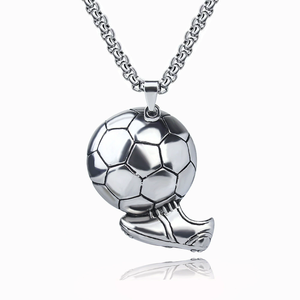 Collana con Ciondolo in Lega a Tema Calcio, Elegante e di Design per Felpe da <span class=keywords><strong>Uomo</strong></span> XR-000141 - Product Image 3