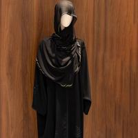 Abaya de luxe en polyester avec strass, Dubaï 2026, élégante robe de soirée musulmane pour femme, grande taille, longueur ras du sol, col en V, Ramadan, Aïd