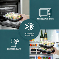 Conteneur rectangulaire jetable en PP de 32 oz, compatible micro-ondes, 2 compartiments, boîte à emporter en plastique pour aliments, boîte à lunch, maison et cuisine