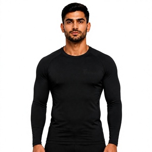 Maillots de compression à manches longues de qualité supérieure pour le cyclisme et le fitness, jersey extensible haute performance, col rond, manches longues, entraînement - Product Image 1