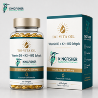Capsules de Vitamine D3 K2 B12 à Marque Blanche 250mcg MK7 – Complément Alimentaire Énergisant pour Femmes – 60 Gélules Molles