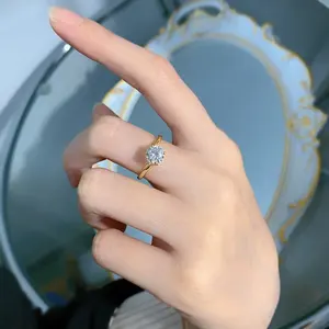 Anel de prata esterlina 925 para mulheres, joia com diamante CZ, anel de casamento e noivado, com configuração de auréola