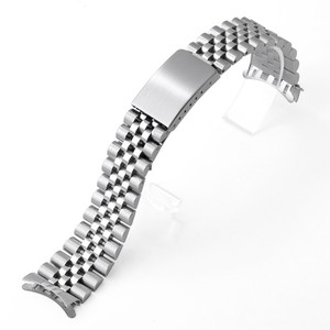 Lionorm 18mm 20mm Bracelet Montre Vintage Jubilé Bout Courbé Creux avec Bracelet de Luxe en Acier Inoxydable Argenté Massif pour Hommes - Product Image 5