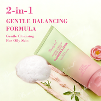 Ensemble Nettoyant et Masque Végan 2-en-1 Fouetté Pamplemousse Figue Arbre à Thé Camélia Baies Nettoyage en Profondeur Éclaircissant Contrôle du Sébum Lavant Visage