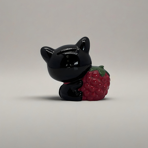 Ceramic Black Cat with Strawberry Piggy Bank Cute Cat <strong>Saving</strong> Jar Cartoon Animal Money <strong>Box</strong> Table Decor - Product Image 3
