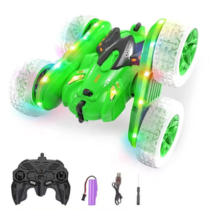 Coche RC <span class=keywords><strong>de</strong></span> acrobacias <span class=keywords><strong>de</strong></span> doble cara 2.4G personalizado, recargable, con control <span class=keywords><strong>de</strong></span> brazo giratorio, <span class=keywords><strong>4</strong></span> canales, alcance <span class=keywords><strong>de</strong></span> 30m, juguete <span class=keywords><strong>de</strong></span> carreras para interior y exterior - Product Image 1