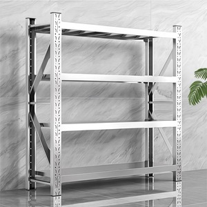 Étagère de rangement en acier inoxydable robuste pour cuisine et sous-sol, 4 niveaux, type autoportant - Product Image 1