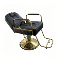 Fauteuil de Barbier en Cuir PU, Chaise de Coiffure, Chaise de Salon de Coiffure, Fauteuil de Lavage Doré pour Salon de Barbier