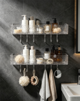 Étagère de rangement murale rectangulaire en PET pour salle de bain, double installation, simple ou double couche, organisateur de douche
