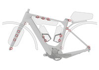Kit de cadre de vélo hybride Rando 700*50C en fibre de carbone avec moteur Bafang M820 250W 75N.m et batterie 48V 18Ah