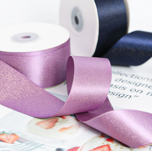 新品人気40mm両面ゴールドキラキラサテンリボン100ヤード/ロール高品質クラフト用品ギフトラッピング - Product Image 2