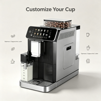 Cafetera Espresso Inteligente Portátil y Compacta Anbolife, Bomba Italiana, Pantalla Táctil, Jarra de Leche Desmontable, Molinillo Integrado, Acero Inoxidable