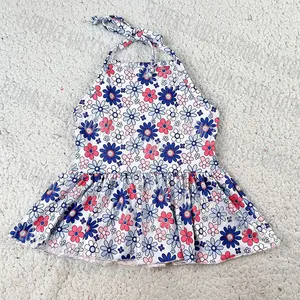 DH OEM Hot Wholesale 4th Of July Summer Toddler Baby Halter Peplum Top Girls T Shirts