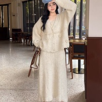 Ensemble 2 pièces décontracté pour femme : Cardigan en maille florale 3D et robe camisole douce – Collection 2026