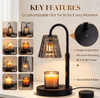 Lampe chauffe-bougie avec minuterie et variateur d'intensité - Cadeaux d'anniversaire pour femmes, décoration de chambre, abat-jour en verre gris fumé