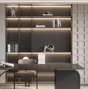 Librero Moderno <span class=keywords><strong>de</strong></span> <span class=keywords><strong>Madera</strong></span> con Estantes <span class=keywords><strong>de</strong></span> Aluminio, Altura Ajustable, Diseño Modular, Capacidad para 5 Estantes, Instalación en Pared, Fácil Montaje - Product Image 1