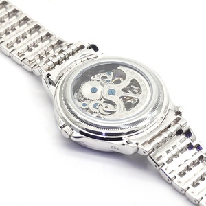 BAOLISHI zircone quadrante da <span class=keywords><strong>uomo</strong></span> 925 in argento sterling braccialetto puntatore digitale automatico orologio meccanico - Product Image 3