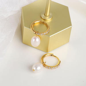 18k Золото Pvd покрытые нержавеющей стали ювелирные изделия дизайнерские серьги популярные бренды кубический цирконий пресноводный жемчуг кулон серьги - Product Image 5