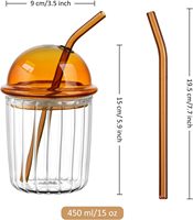 Gobelet en verre coloré avec couvercle et paille, réutilisable, en verre borosilicate de haute qualité, pour jus et thé