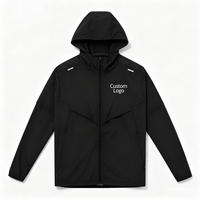 Veste coupe-vent pour homme avec logo personnalisé, veste de course respirante à capuche légère, protection sportive, veste de jogging OVER